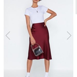 Just My Type Satin Midi Skirt NEW